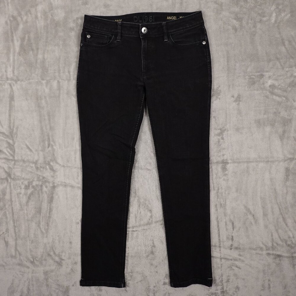 DL 1961 jeans Angel mid rise skinny ankle women's 29 black denim